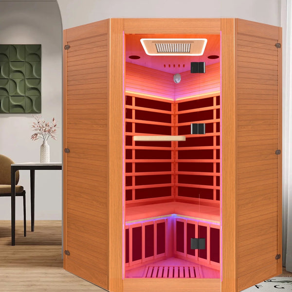 Infrared Sauna Built for Home Wellness, 2180W 9-Panel Heating, Hemlock Wood Construction, 2-3 Person Capacity