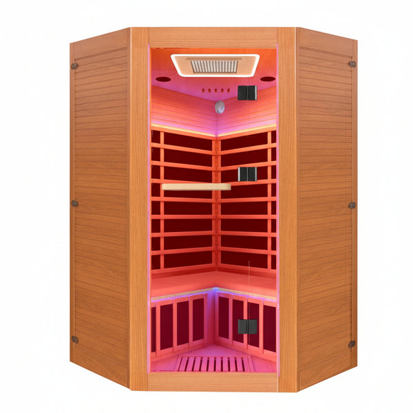 Infrared Sauna Built for Home Wellness, 2180W 9-Panel Heating, Hemlock Wood Construction, 2-3 Person Capacity