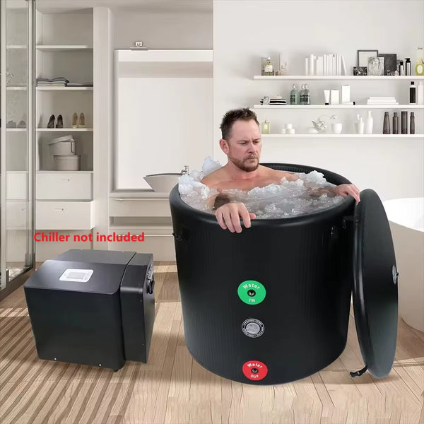 Cold Plunge Tub Designed for Athletic Recovery, 90cm Fiberglass Construction, 480L Capacity, Inflatable Ice Pod