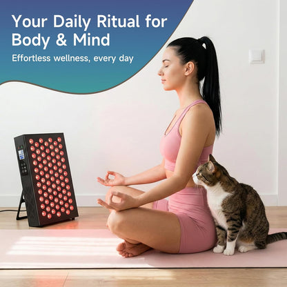 Red Light Therapy Box, 5In1 LED with 630-660-810-830-850, Metal Case, 3 Modes Red Light Panel with Soft Belt, 6 Timing Set - 9 Pulse Modes - 4-Level - Red Light Therapy Panel for Body