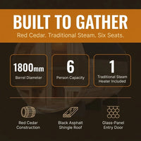6-Person Patchworkred Cedar Traditional Steam Barrel Sauna — Results & Stats