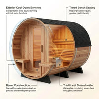 6-Person Patchworkred Cedar Traditional Steam Barrel Sauna — How It Works